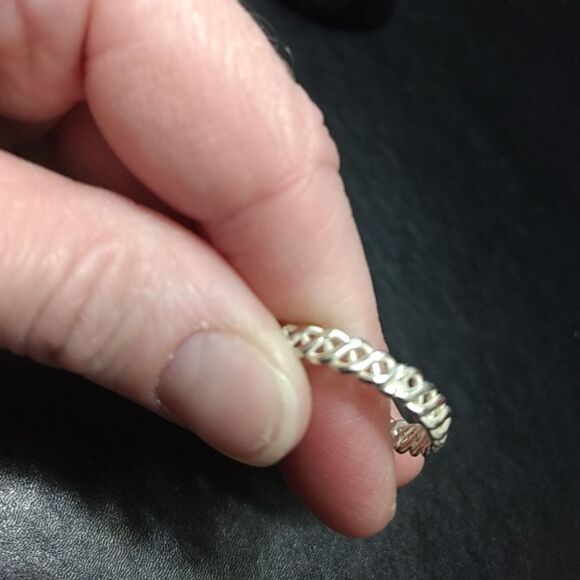 Silver tone woven ring size 10 - Picture 7 of 7